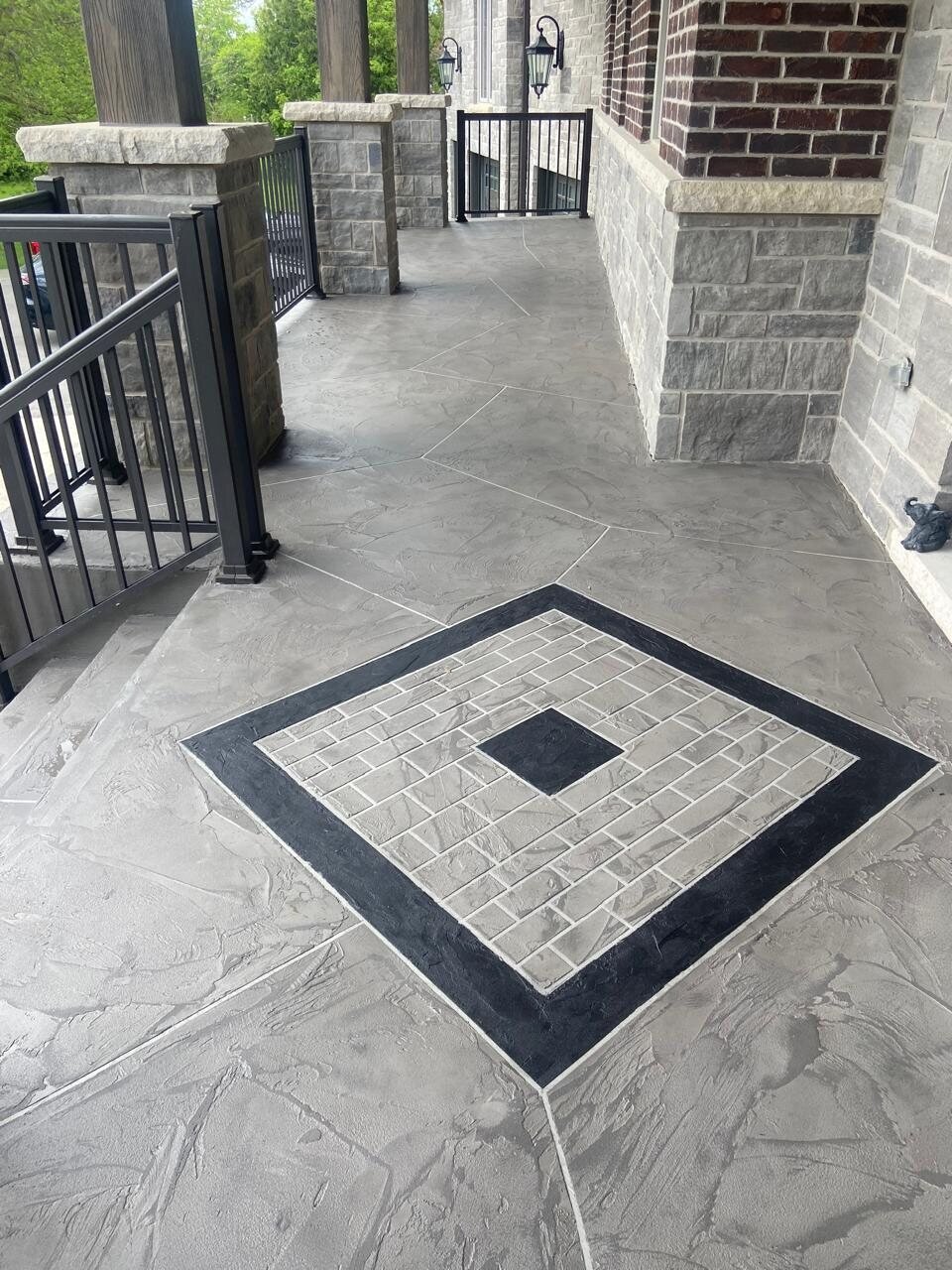 Custom pewter decorative concrete entry design