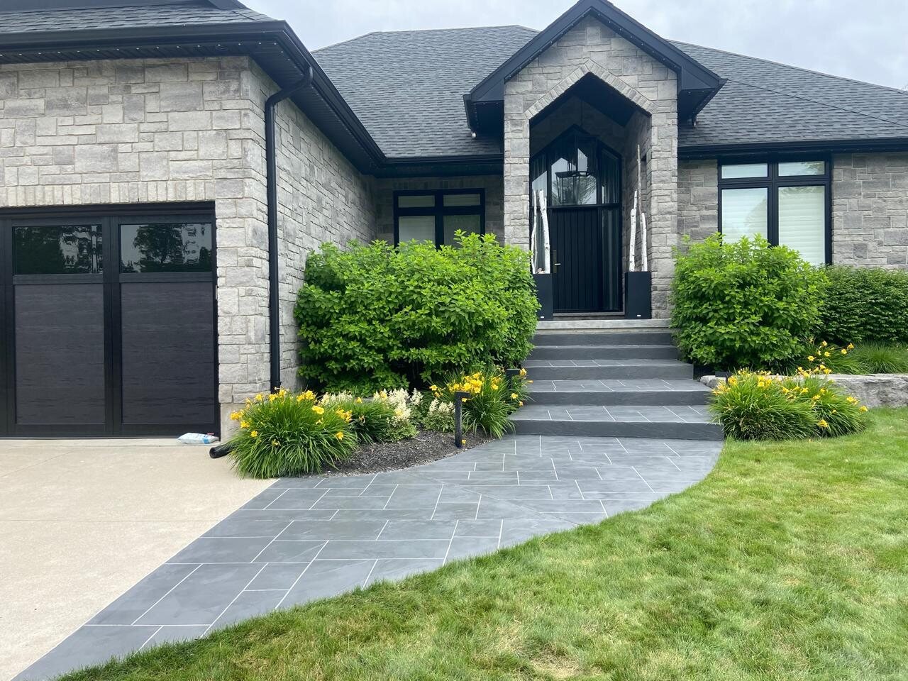 Decorative concrete walkway and front entry