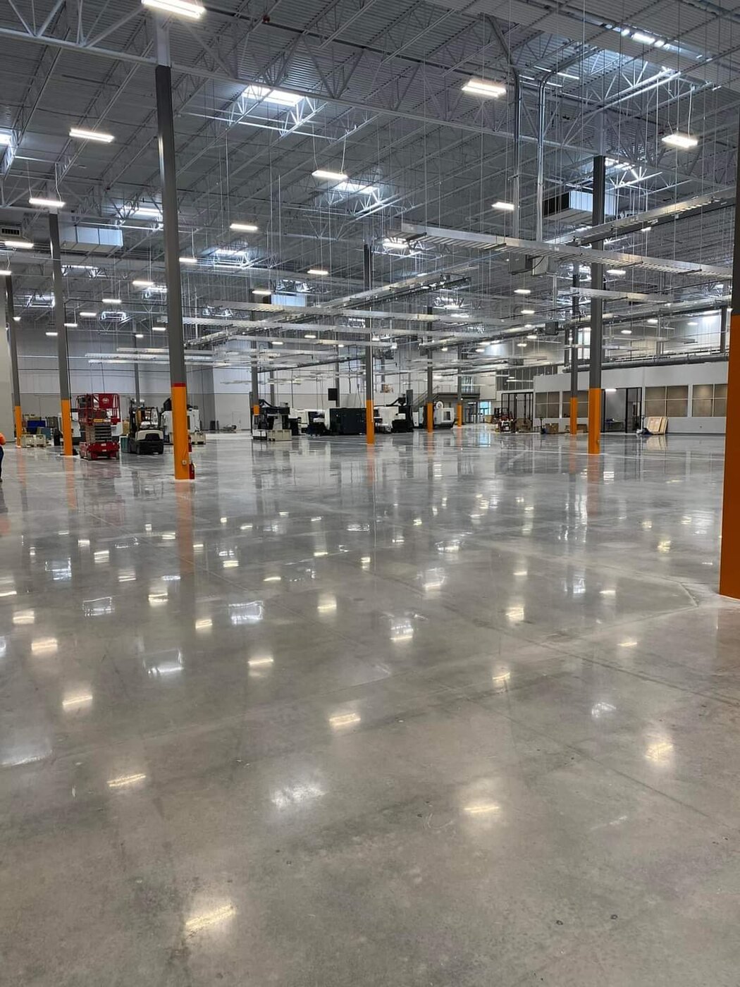 Polished concrete commercial hallway